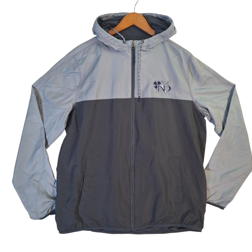 Adidas Notre Dame Fighting Irish 1/4 Zip Windbreaker Jacket Men's Large Gray